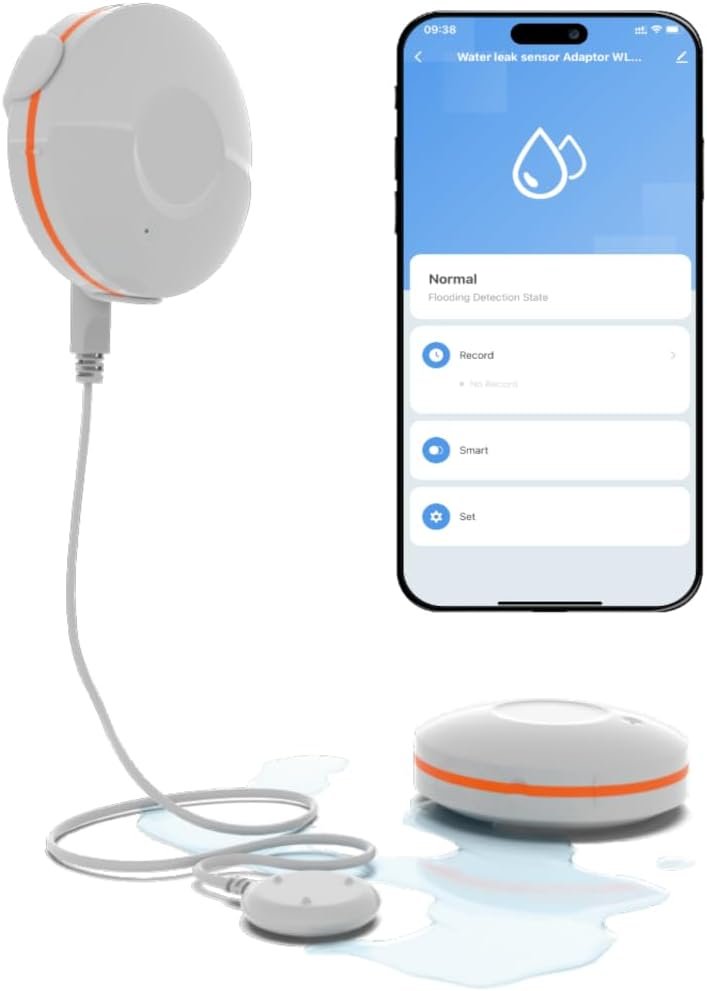 Smart Water Leak Detector (Gateway Not Included) – ZigBee 3.0 Sensor for Tuya & Smart Life, Compatible with Alexa/Google Home via Gateway, WiFi Sound Alarm Flood Sensor for Basement & Home Protection