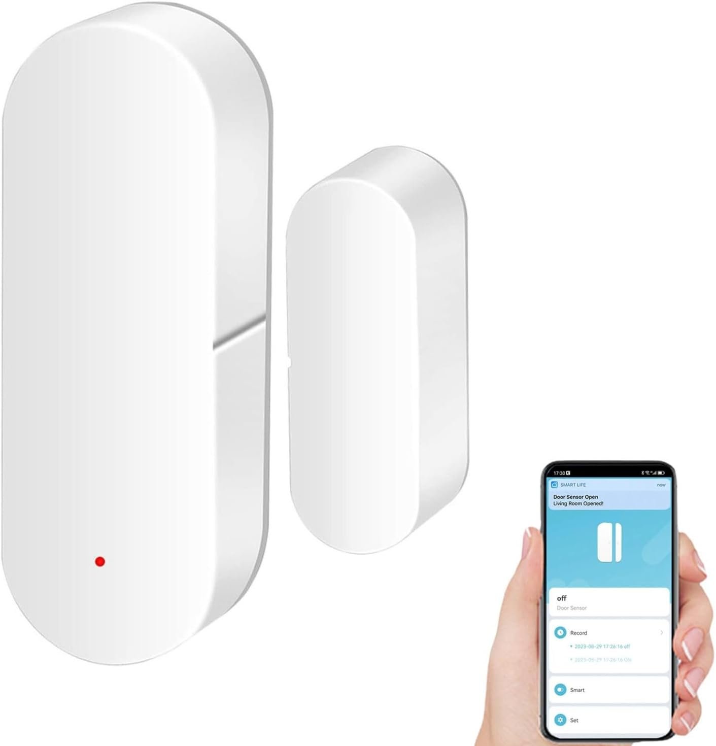 Smart WiFi Door/Window Sensor | Tuya Smart Alarm, Wireless Entry Detector with Real-Time Alerts, Compatible with Alexa/Google Home, No Hub Required (1Pack)