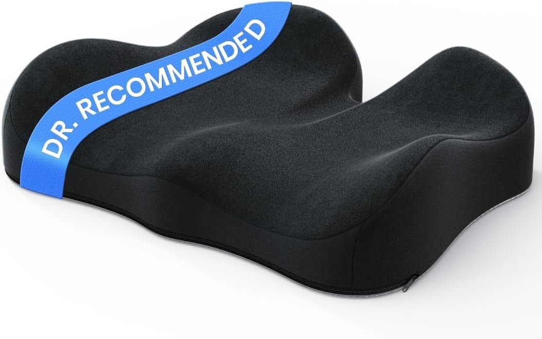 Benazcap Large Memory Foam Office Chair Cushion Seat Pad, Ergonomic Seat Cushion for Sciatica, Tailbone & Back Pain Relief, Car Seat Cushions for Driving
