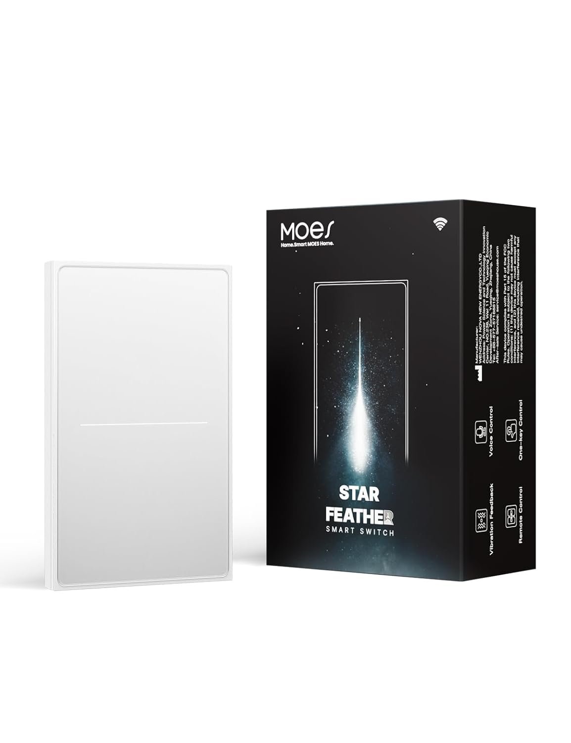 MOES Full Touch Smart Switch, SF(Star Feather 2026 Version) Wall Light Switch, Neutral Wire Required, Anti-Glare Panel, 2.4GHz WiFi Work with Smart Life/Tuya App, Alexa and Google Home White 2 Gang