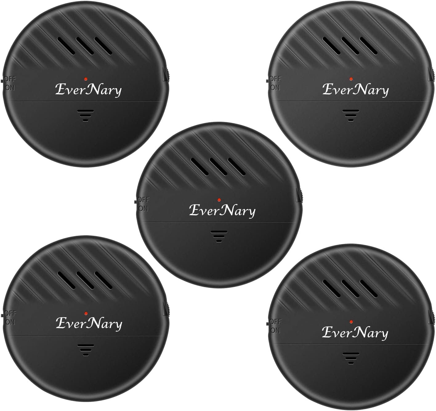 EverNary Window Vibration Alarm,5Pack-125dB Loud Ultra-Slim Anti-Theft Alarm for Door and Window Glass Break Sensor Alert with Adjustable Sensitivity (5, Black)