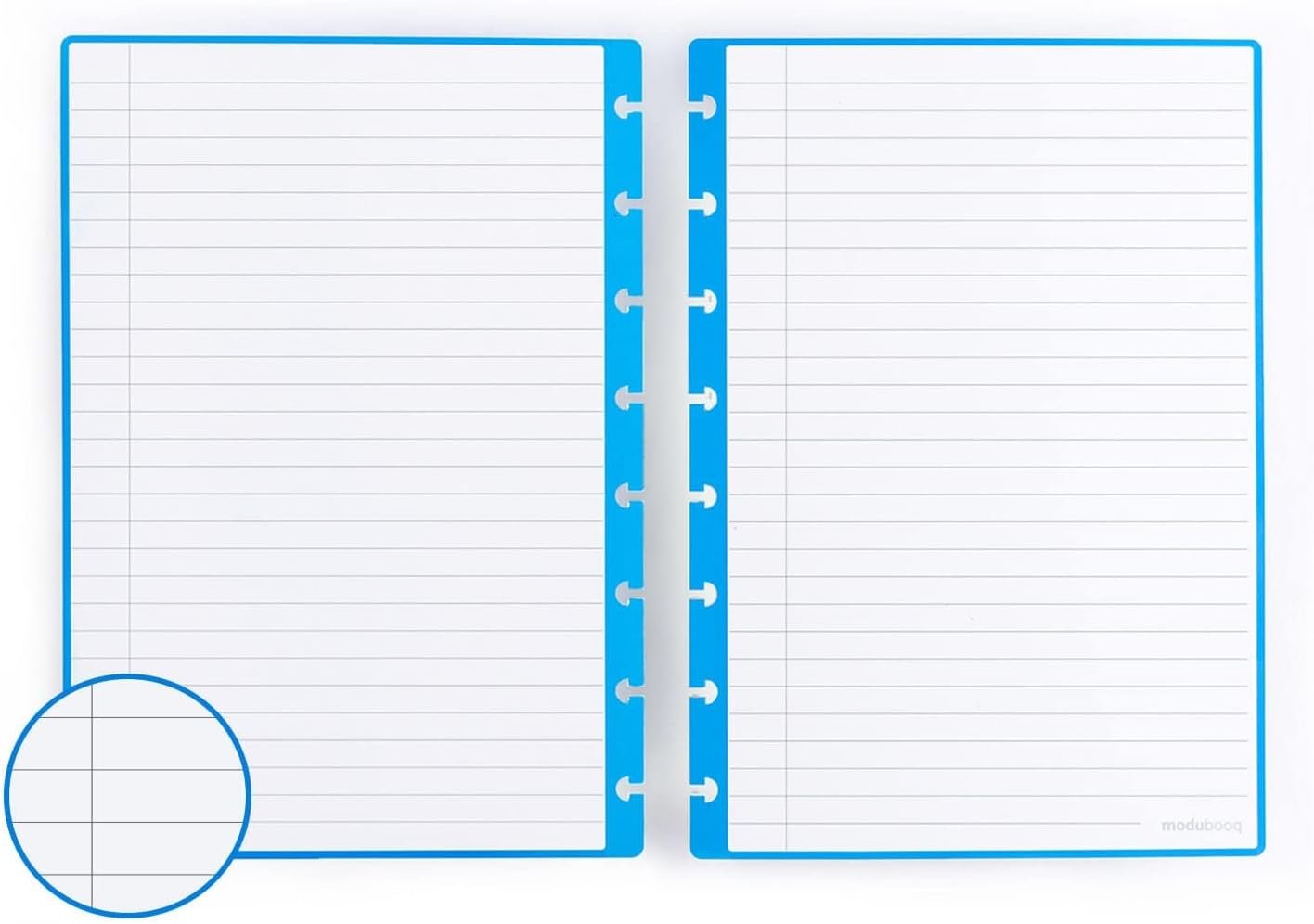 MODUBOOQ – 32 blue lined reusable duratech3 discbound pages – inserts with lines for smart notebook – A5