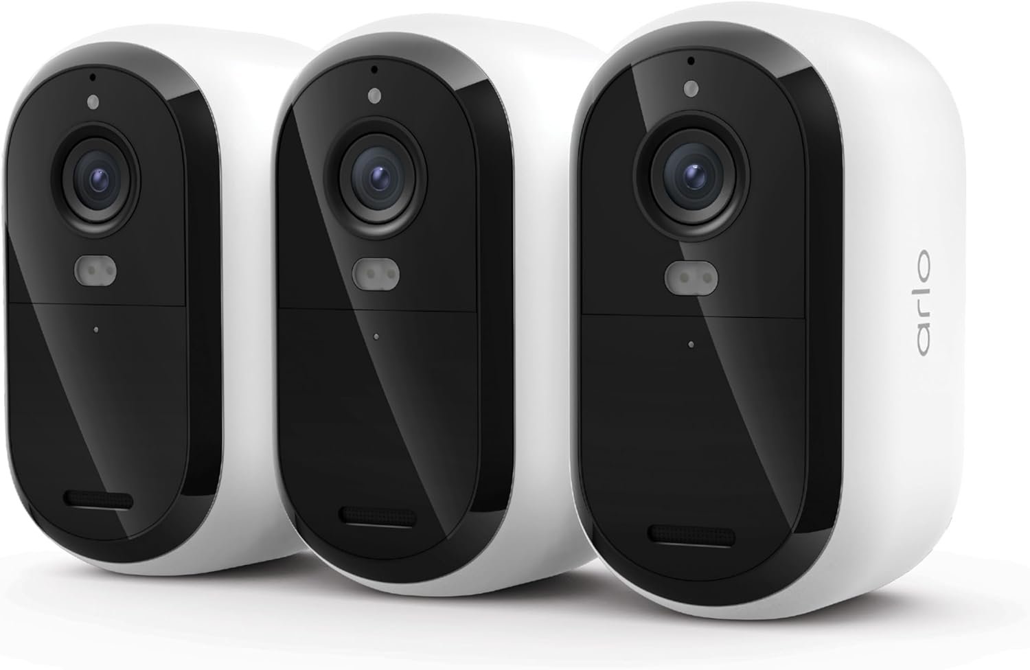 Arlo Essential Security Camera Wireless Outdoor 2K (3rd Gen, 2025 Release) – Battery Power, Person Recognition, Package Detection, Animated Preview, 1-Month Trial of Secure Plan, 3 Cam, White