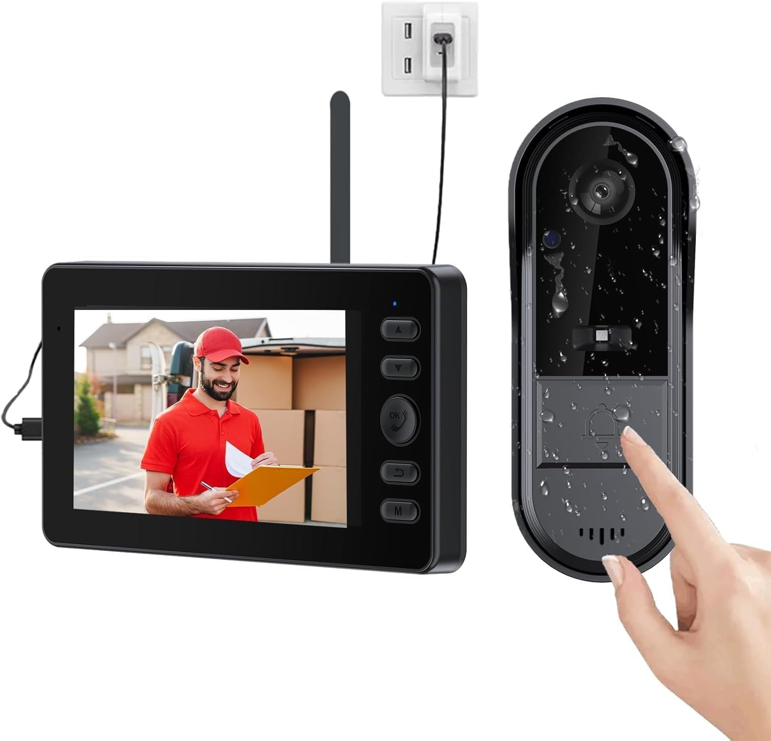 TKMARS Doorbell Camera No Subscription Wireless Video Doorbell, Two-Way Intercom, IPX65 Waterproof,4.3” Screen, 170° Viewing Angle, No APP, No WiFi, No Monthly fee (Two-Way Activated)