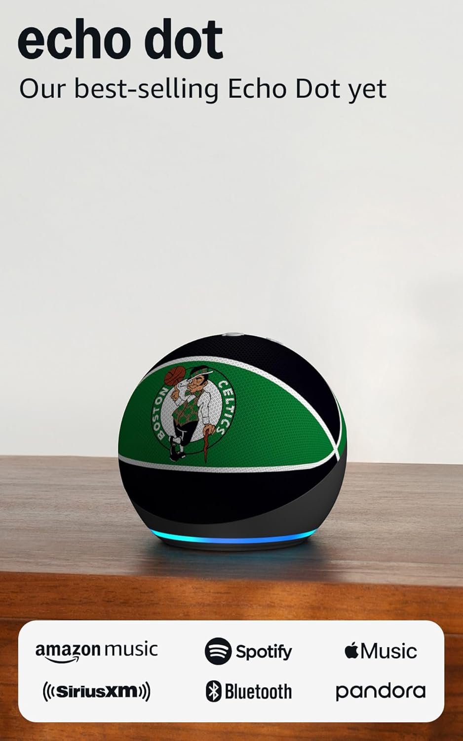 Amazon Echo Dot (newest model) | Officially Licensed NBA Limited-Edition | Boston Celtics
