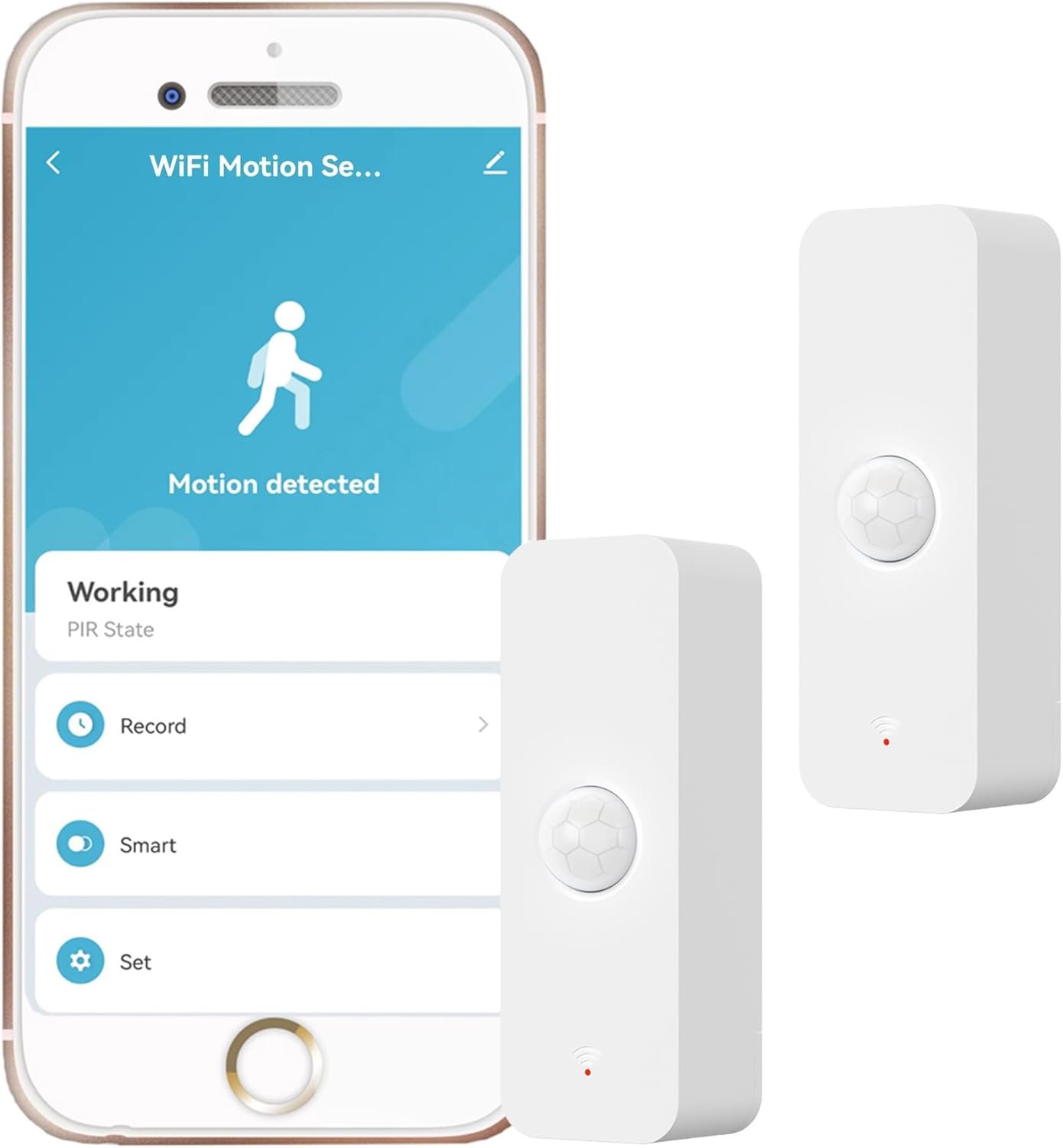 WiFi PIR Motion Sensor: Smart Indoor Motion Detector with App Notification Alerts & Records, Battery Included, Infrared Movement Detector for Remote Monitor and Home Automation (2-Pack)