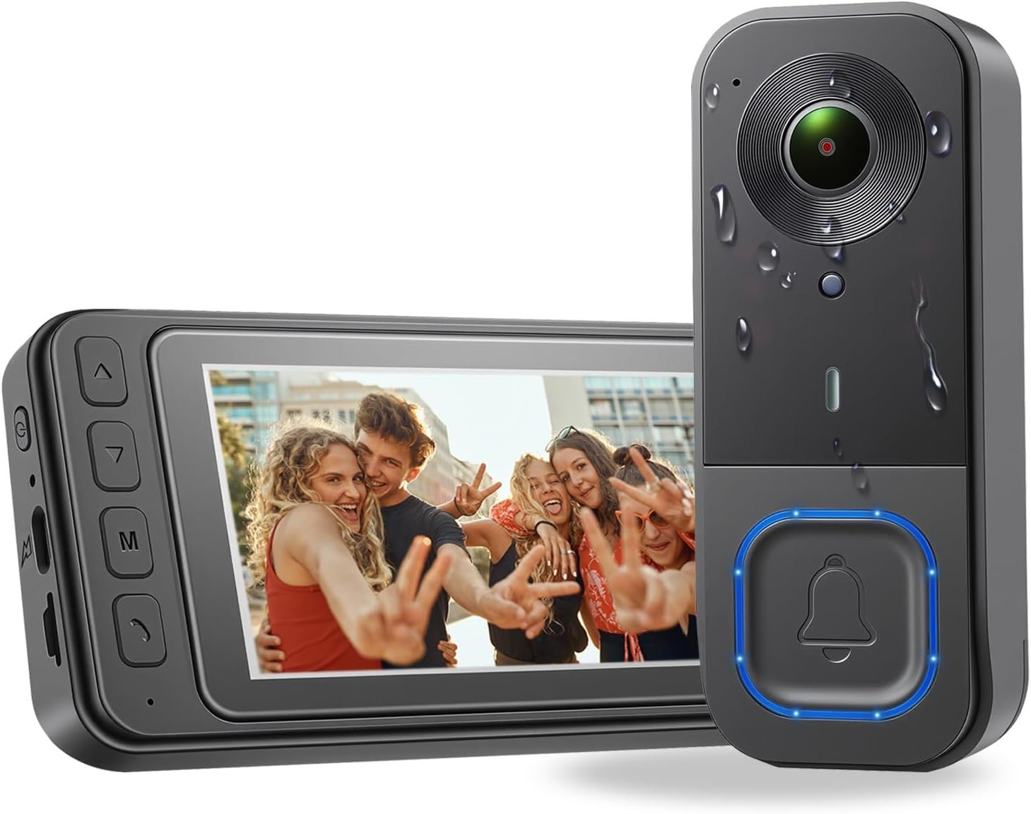 4.3″ Video Doorbell Camera with Monitor 2-Way Audio, Night Vision, IP68 Waterproof, Smart Video Door Phone Walkie-Talkie with Screen 1080P HD 170°Wide Angle,No Subscription，Plug and Play