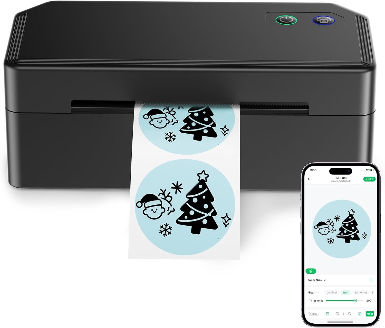 SVANTTO Bluetooth Thermal Label Printer, 4×6 Shipping Label Printer for Small Business, Compatible with iOS, Android, Windows, Mac, Amazon, Ebay, Shopify, USPS, UPS, Etsy, Black