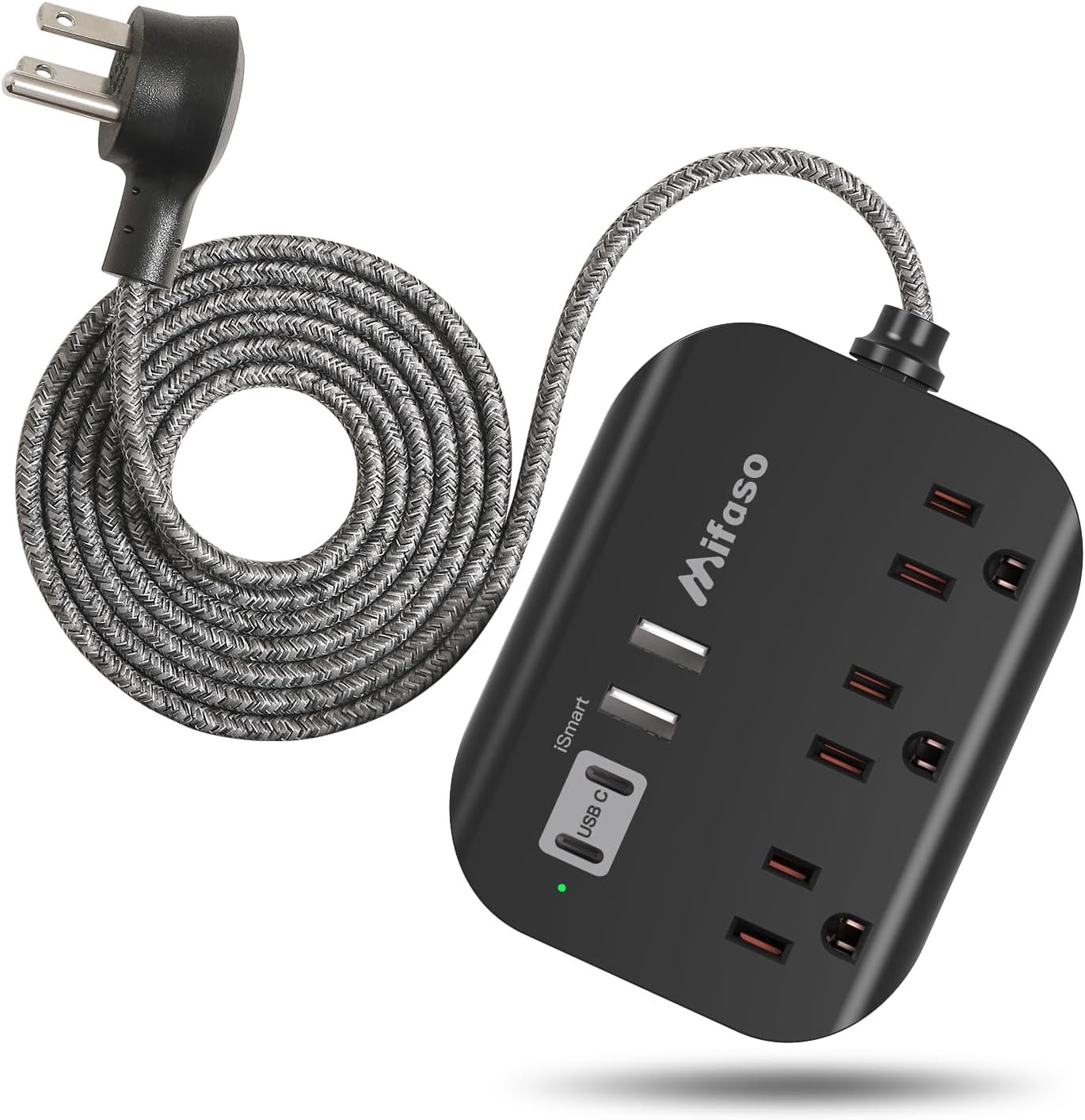 Travel Essentials – Mifaso Power Strip with USB, Compact Flat Plug Extension Cord 5ft with 3 Outlets 4 USB Ports, Non Surge Cruise Must Haves, Cruise Ship Essentials, Dorm Room, Apartment Essentials