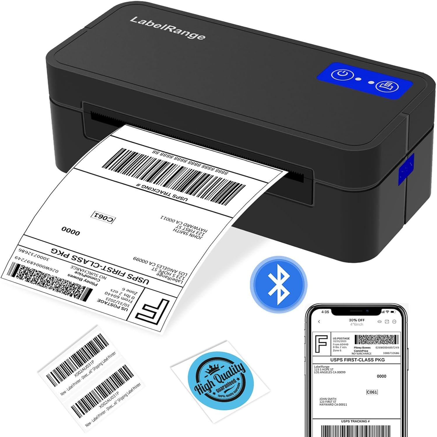 Bluetooth Thermal Label Printer for Mac, Windows, Phone, Tablet, Wireless 4×6 Shipping Label Printer for Shipping Packages, Support USPS, Amazon, Pirate Ship, Shopify