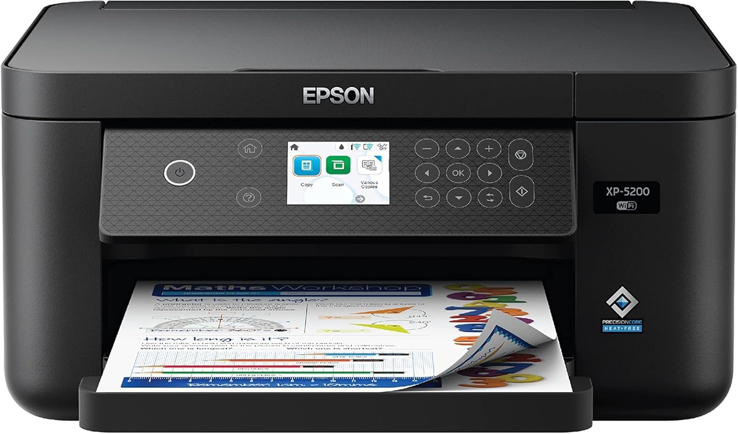 Epson Expression Home XP-5200 Wireless Color All-in-One Printer with Scan Copy, Automatic 2-Sided Printing, Borderless Photos, 150-Sheet Paper Tray and 2.4″ Colorfull Display – Black