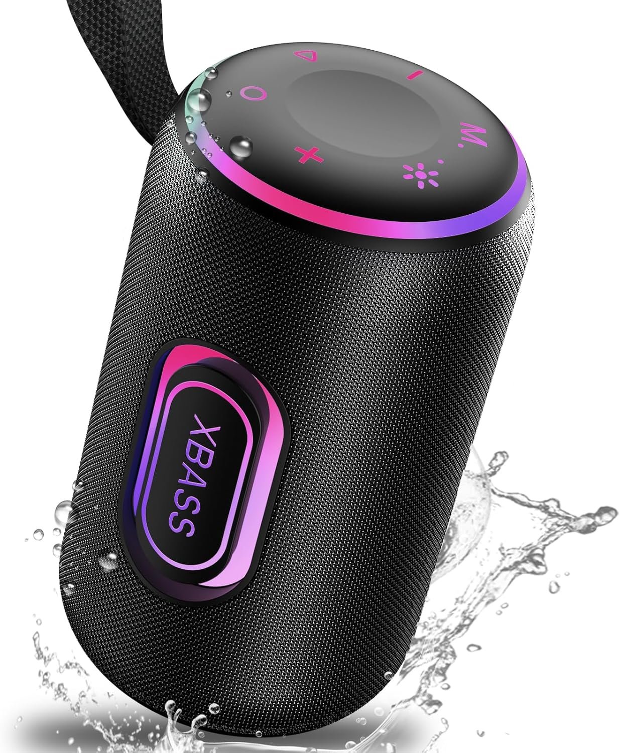 Portable Bluetooth Speaker, Bluetooth 5.4 Speaker, 30W Dual Speaker, 2.0 Channel, Deep Bass, 30H Playtime, Colorful RGB Lights, IPX7 Waterproof, TWS Pairing for Outdoor/Home/Party, Classic Black