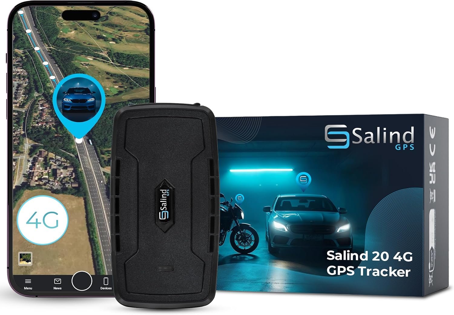 SALIND GPS Tracker – Heavy-Duty Magnetic Car & Truck Tracker, Up to 180-Day Battery, Real-Time Anti-Theft GPS Device with Strong Magnet, IP65 Splashproof & Rugged