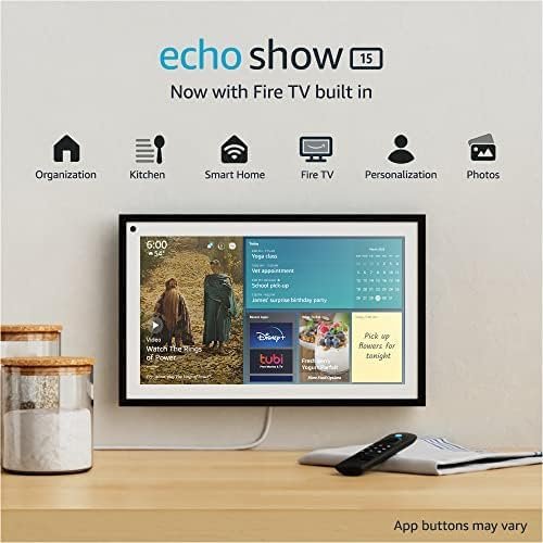Amazon Echo Show 15 | Full HD 15.6″ smart display with Alexa and Fire TV built in | Remote included