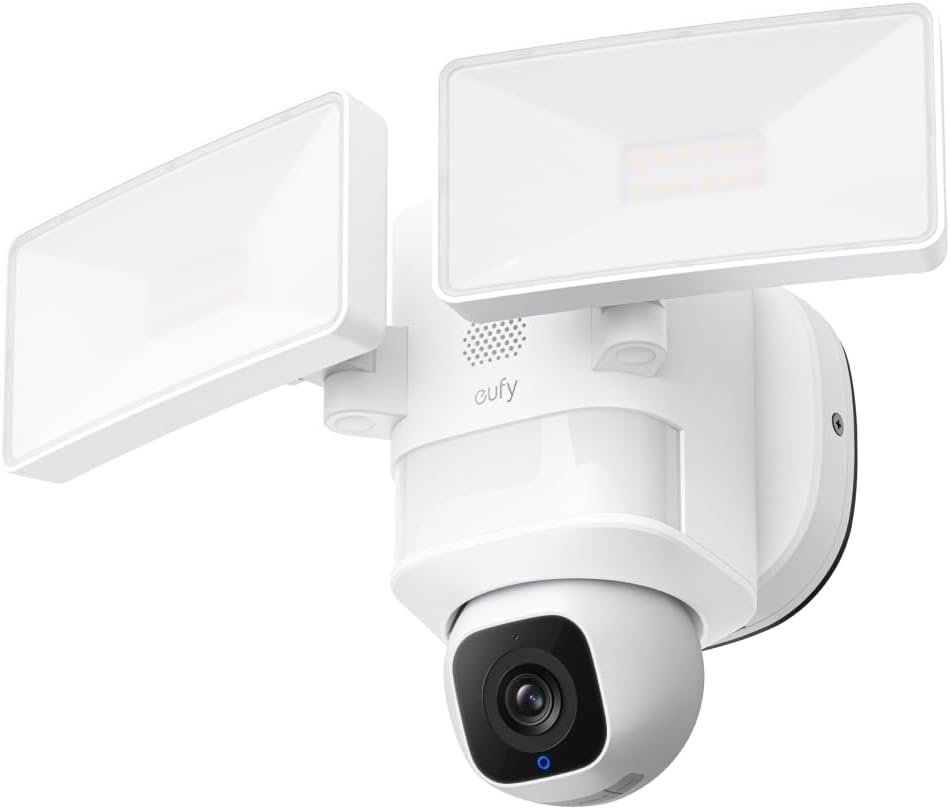 eufy Floodlight Camera E30, Security Camera Outdoor, 360° Pan and Tilt, AI Detection and Tracking, 2K Video, 2.4GHz Wi-Fi, 2,000 Lumens, Custom Voice and Light Alerts, No Monthly Fee (Renewed)