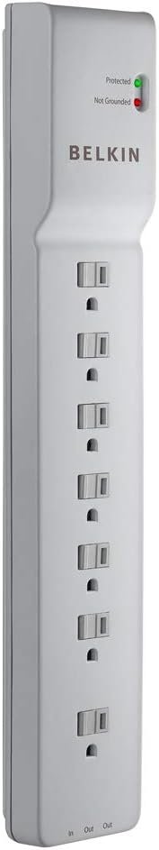 Belkin Power Strip, Belkin Surge Protector with 7 AC Multiple Outlets, 6 ft Long Heavy Duty Extension Cord for Home, Office, Travel, Laptop, Computer Desktop & Phone Charger – White (2320 Joules), 6′