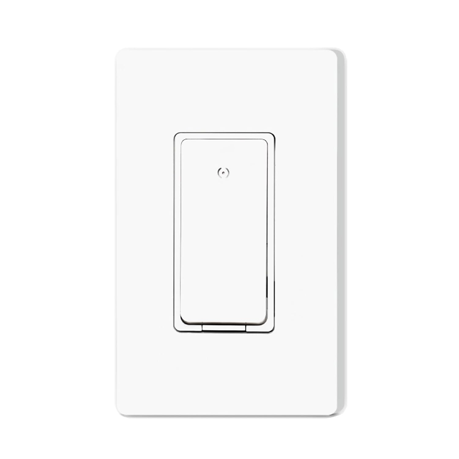 Smart Light Switch, Single Pole 2.4Ghz Wi-Fi, Work with Alexa and Google Assistant for Voice Control, Smart Life/Tuya APP Remote Control, No Hub Required, Need Neutral Wire, 10A, ETL & FCC