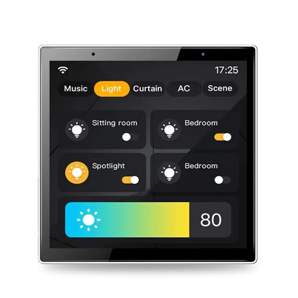 Smart Home Control Panel, Dimmer and Background Music Player, 4” Switch Panel in-Wall Touchscreen Control for Various Tuya Smart Appliances, Black