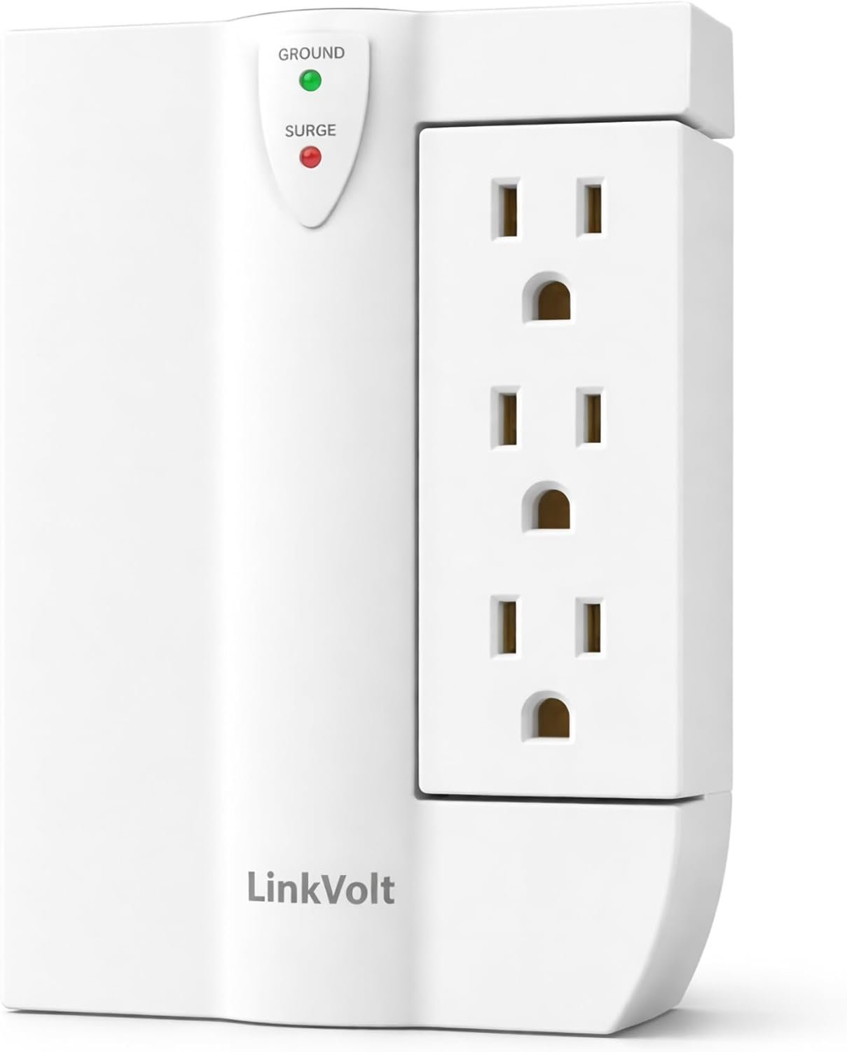 LINKVOLT Surge Protector Power Strip with 6 AC Outlets & 2 USB-A Ports, 1200J Surge Protection, 90° Rotating Outlets, 18W USB Charging, ETL Listed, 5ft Extension Cord for Home Office