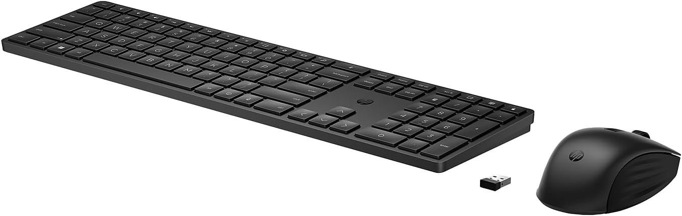 HP 650 Wireless Keyboard & Mouse Combo – 2.4Ghz Wireless, USB Receiver, Low-Profile Keys, 20+ Programmable Keys, DPI Mouse – 20+ Months Keyboard, 24+ Mouse Battery – Win, Chrome, MacOS (4R013AA#ABL)
