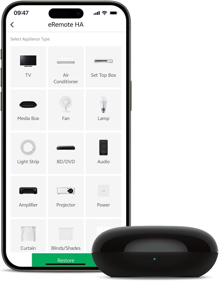 eRemote Hub Smart Wi-Fi IR Universal Remote Control, Infrared Blaster for TV, Aircon, STB, IR2MQTT Home Assistant, Compatible with Alexa, Google Home (eRemote HA)