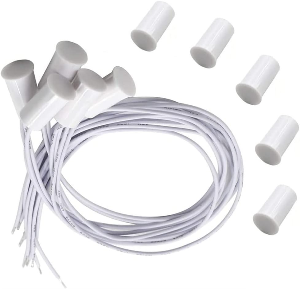 Magnetic Door Switch RC-33 NC Recessed Wired Security Window Door Contact Sensor Alarm White- (5 Sets)