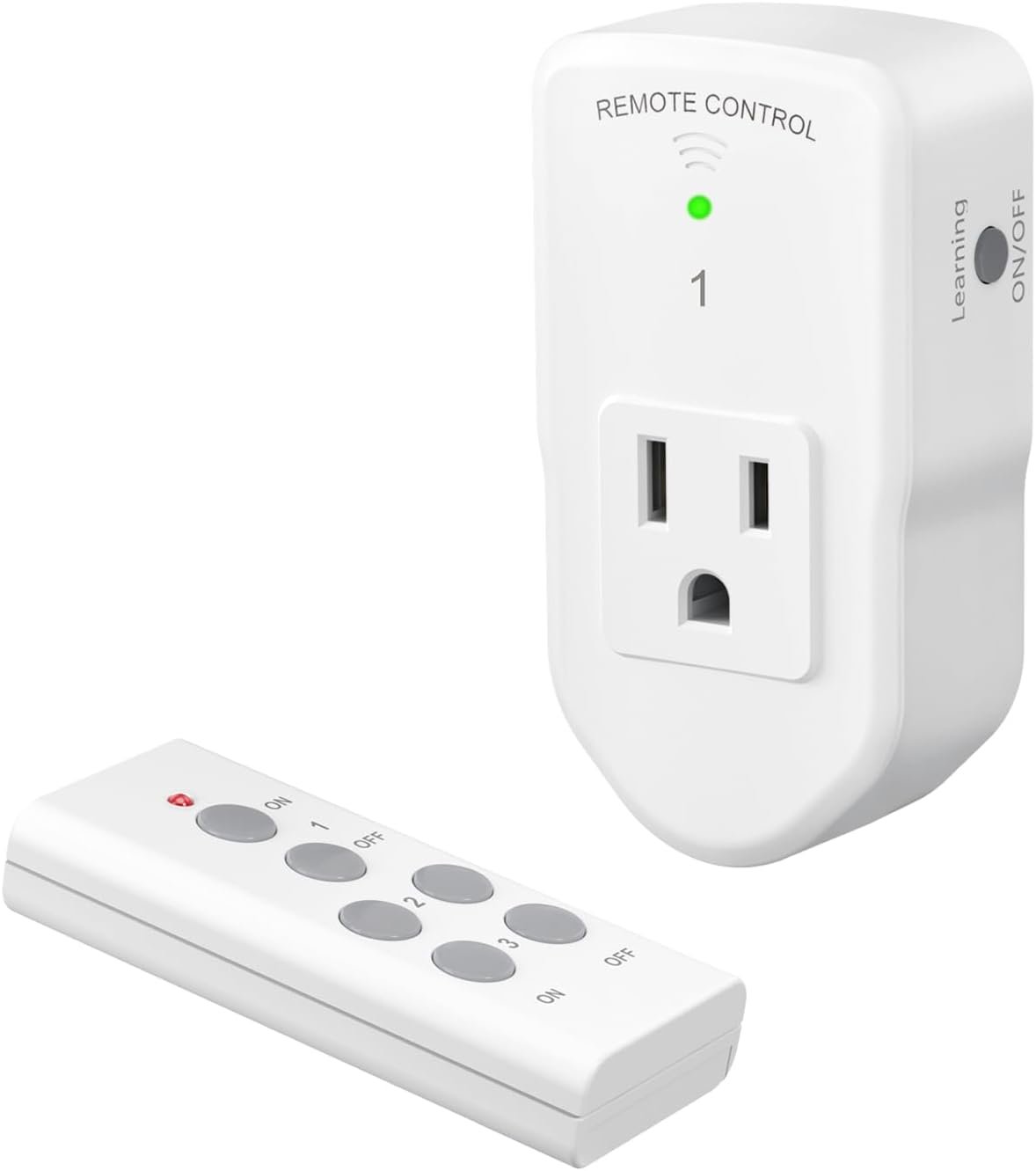 BN-LINK Wireless Remote Control Outlet Electrical Switch for Lights, Fans, Christmas Lights, Small Appliance, 100ft Long Range White 10A/1200W, 1 Remote + 1 Outlet, ETL & FCC Certified