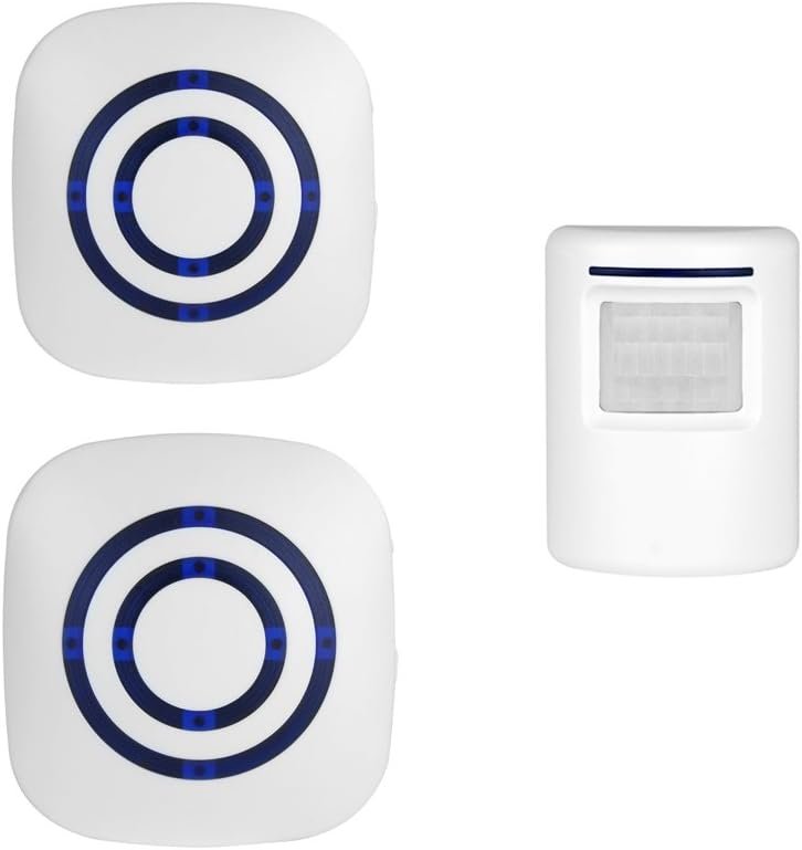 Wireless Home Security Driveway Alarm, Enegg Entry Alert, Visitor Door Bell Chime with 2 Plug-in Receiver and 1 PIR Motion Sensor Detector Alert System, Quality Sound and LED, 38 Melodies