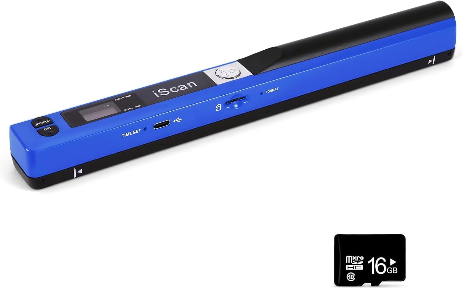 AOZBZ Portable Document Scanner – 900DPI Handheld Portable Scanner Image Scanner Scanning Wand A4 Colour Photo Mobile Scanners Handy Scan, JPG/PDF Format, with 16G SD Card (Blue)