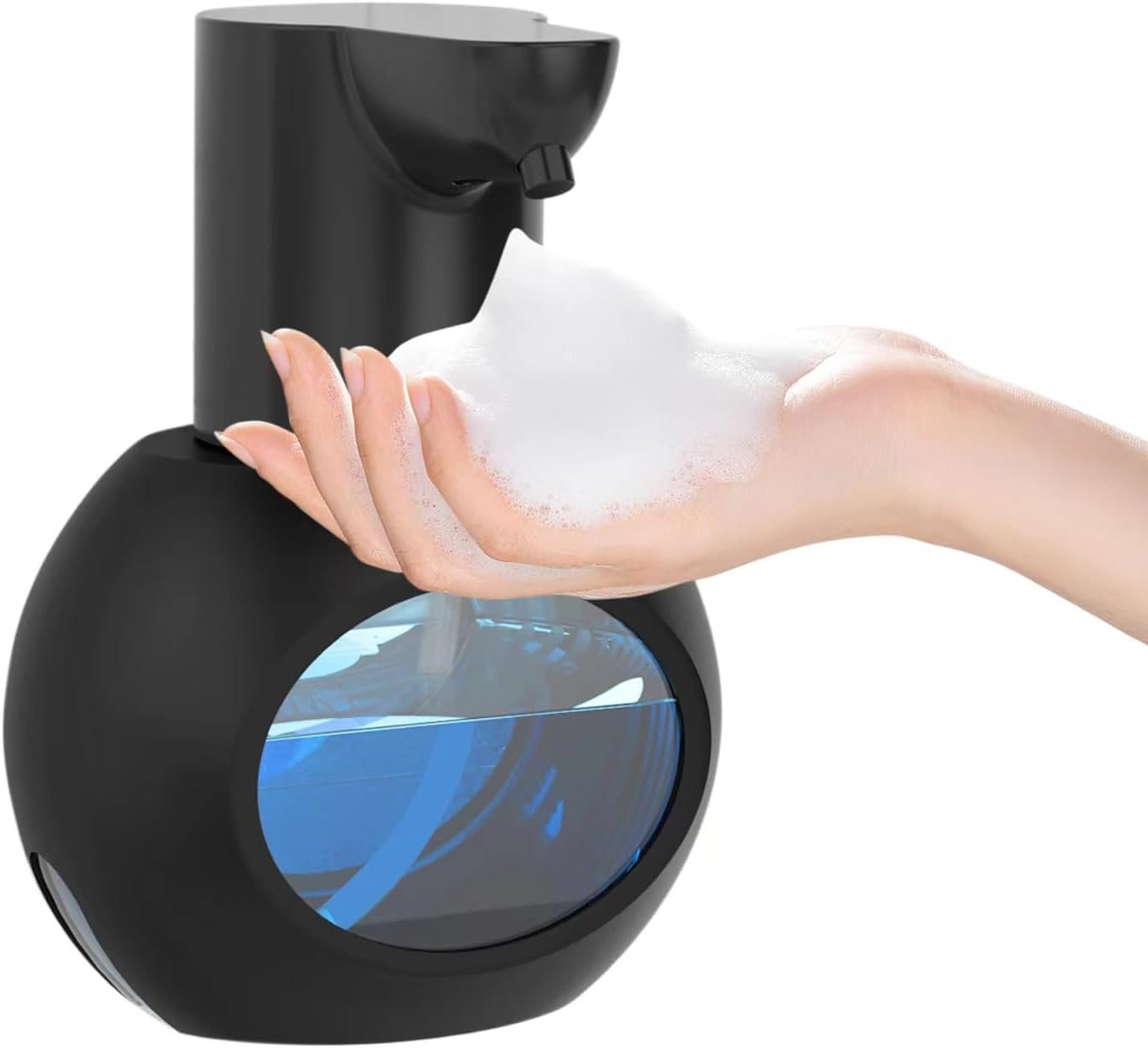 Automatic Foaming Soap Dispenser 15oz/420ml Foaming Hand Sanitizer Touchless Wall Mount with 4levels Adjustable Free Touch Electric Soap Dispenser Rechargeable with Sensor for Kitchen Bathroom Black