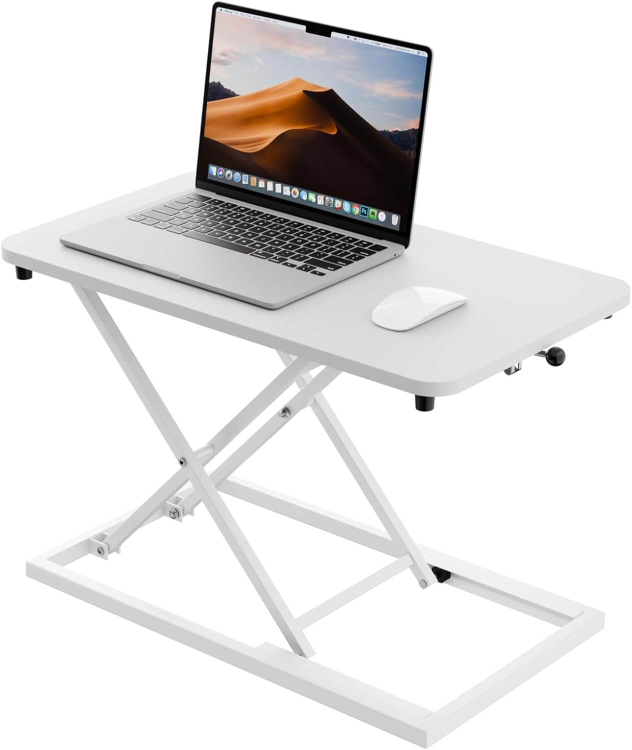 Standing Desk Converter Height Adjustable, Sit to Stand up Desk Riser Computer Workstation use in Laptop and Single Monitor Ergonomic Desktop Workstation for Home Office – White
