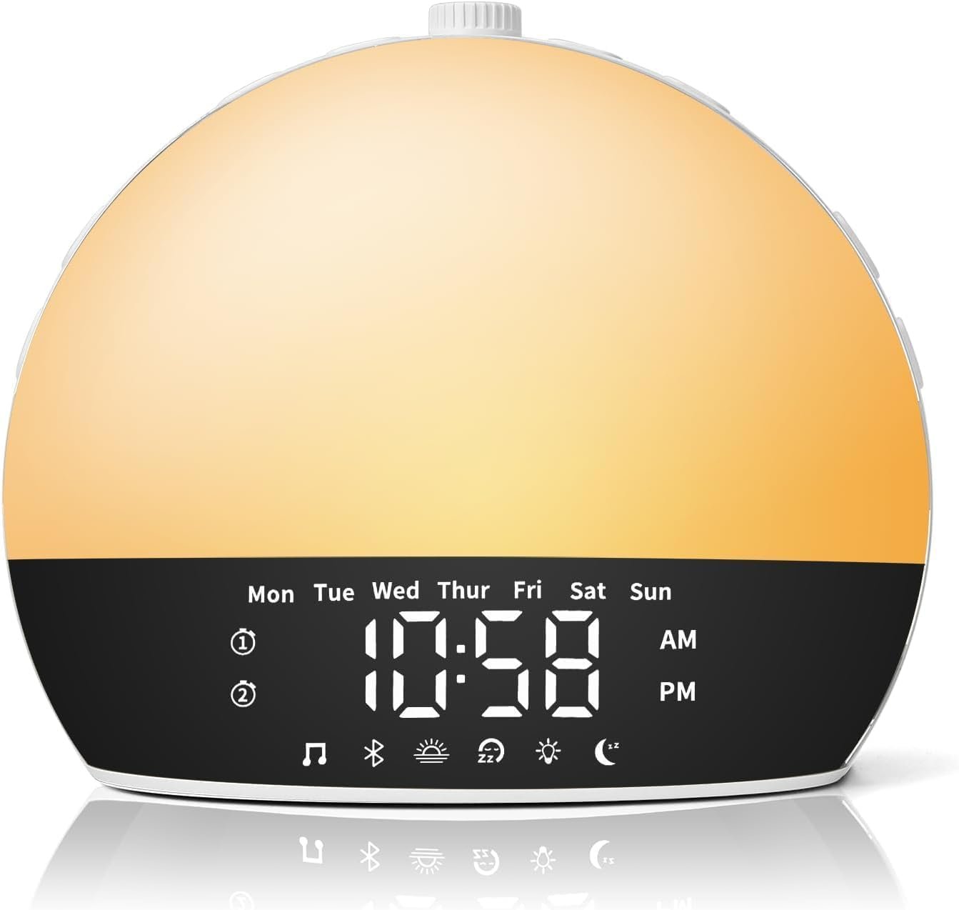 Sunrise Alarm Clock for Heavy Sleepers & Kids, Wake Up Light with Natural Simulation, Dual Alarm, Sleep Sound Machine, Dimmable LED Night Light, FM Radio, USB Charger for Bedroom