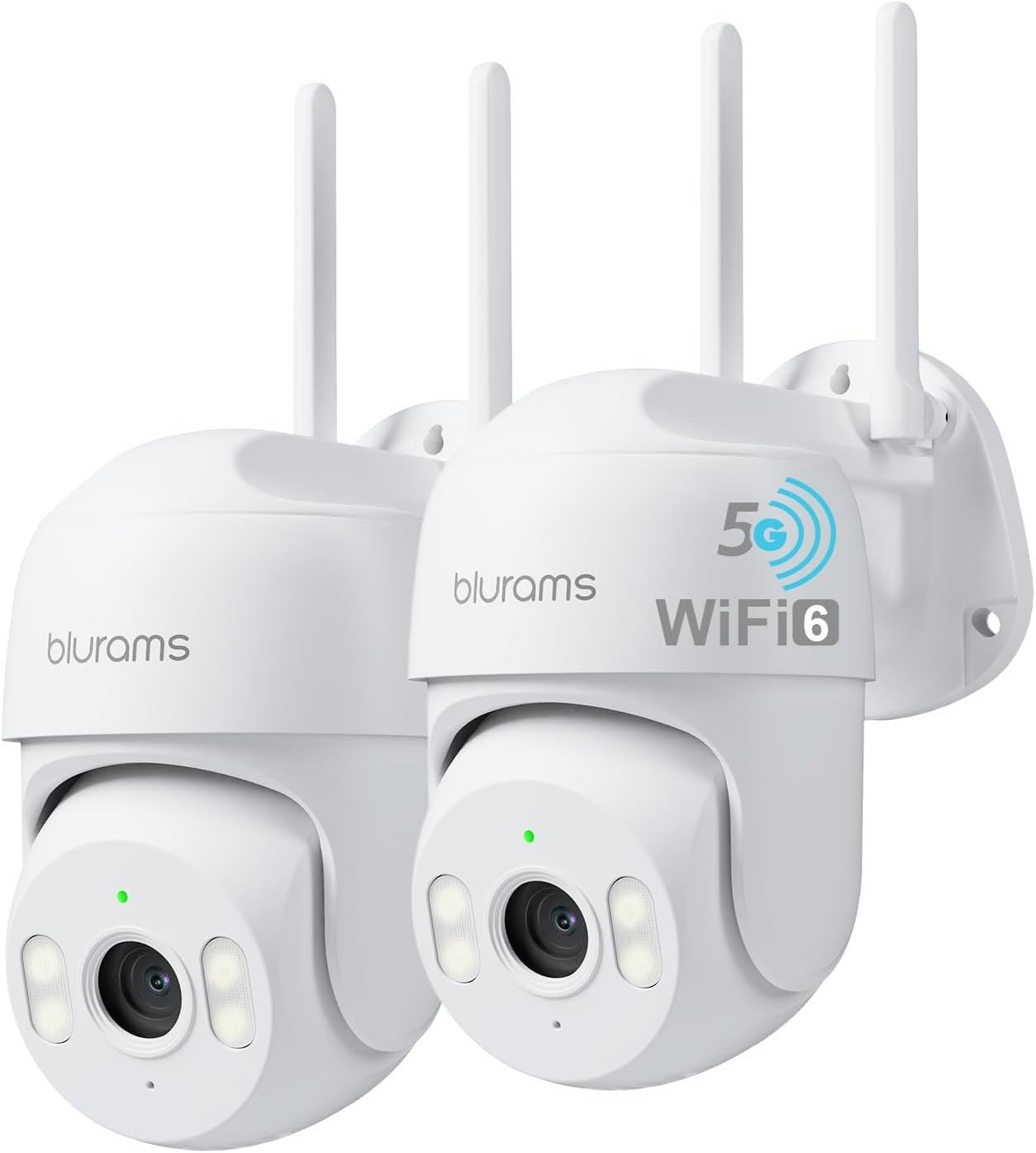 blurams 2Pack Security Cameras Outdoor Wired, 2K 360° PTZ Outdoor Security Camera, Weatherproof, 24/7 Recording with SD Card, Color Night Vision, AI Human Tracking, 2.4/5GHz WiFi6, Work with Alexa