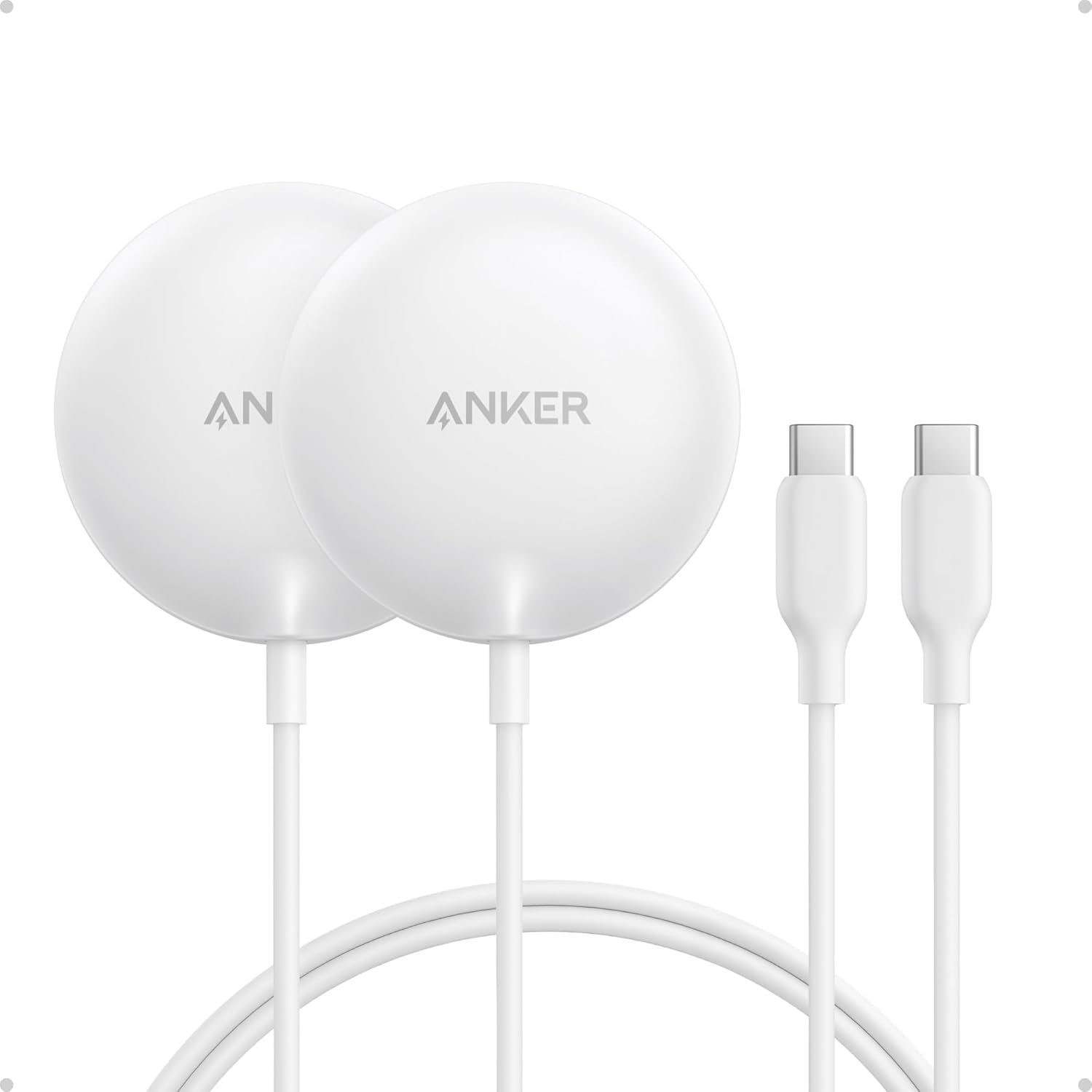 Anker Zolo Magnetic Wireless Charger, Qi2 Certified 15W MagSafe-Compatible Wireless Charging Pad, for iPhone 17/16/15/14/13 Series, AirPods, and More (2Pack, Not for Pixel, Adapter Not Included)