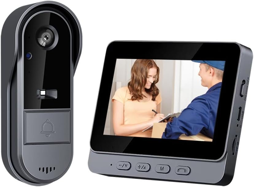 TKMARS Video Doorbell Wireless Doorbell Camera, with HD 1080P Video, Two-Way Audio, 170° Angle, 4.3” Screen, IPX65 Waterproof for Outdoor, Video Doorbell No Subscription, No APP, No WiFi