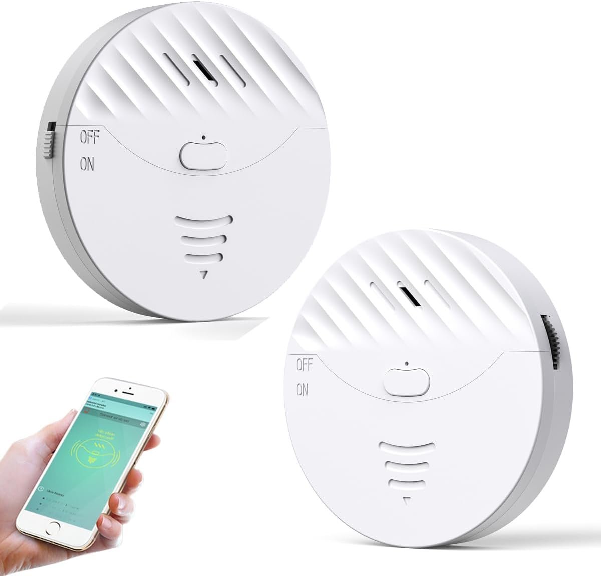 WiFi Window Alarm System, 2 Pack Glass Break Detection with Phone APP, 120dB Smart Alarms with Adjustable Vibration Sensor for Car,Home Security (2PCS)