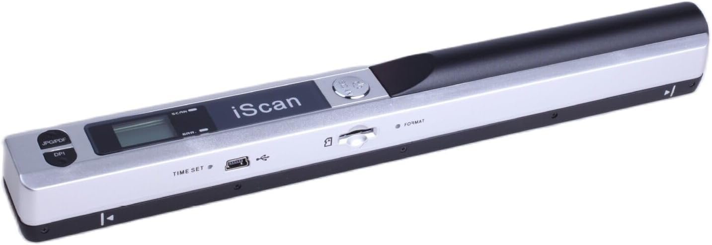 Portable Document Scanner – 900DPI Handheld Portable Scanner Image Scanner Scanning Wand A4 Colour Photo Mobile Scanner Handy Scan, JPG/PDF Format, with 16G SD Card (Silver)