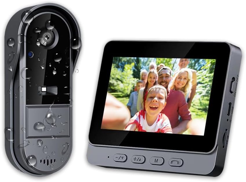 TKMARS Doorbell Camera Wireless No Subscription with Monitor, Waterproof Video Intercom 1080P No App/WiFi Needed, 2-Way Talk,170° View Angle,Night Vision Door Bell for Home/Apartment/Seniors