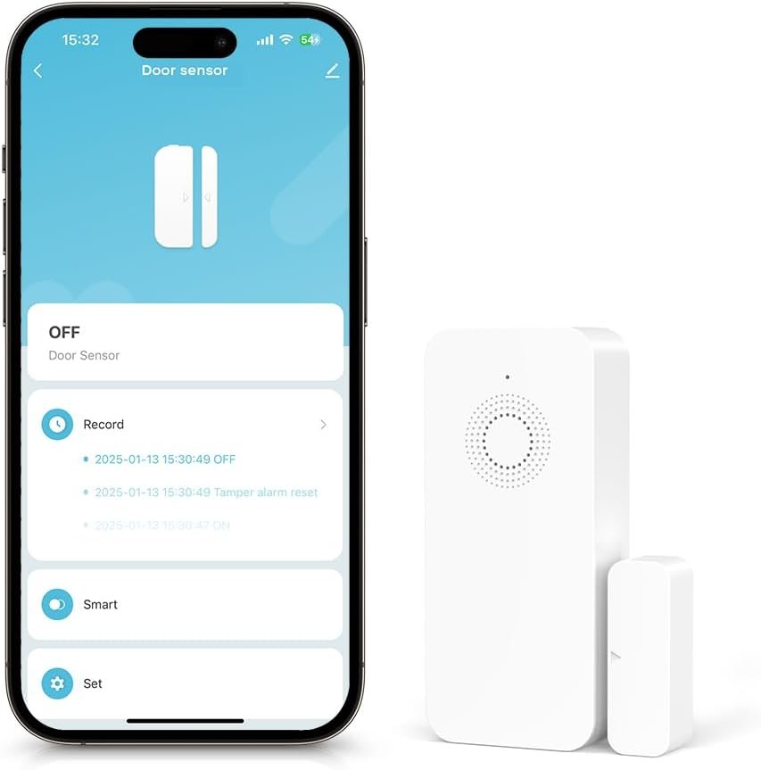 Zigbee Wireless Door and Window Alarm Sensor,120dB Requires PGST Hub (not 3rd-Party),Smart Life or Tuya APP Control,3 Years Battery Life,Easy to Install,for Basement,Garage,Warehouse