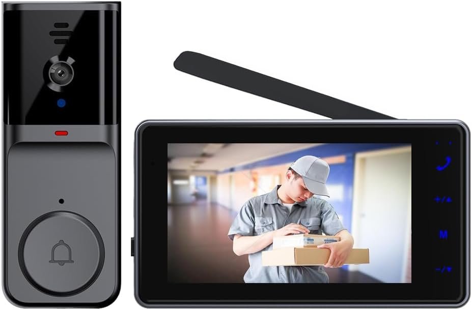 TKMARS Doorbell Camera Wireless No Subscription Video Doorbell, Real-time & Two-Way Intercom, 1080P Video, 120° Viewing Angle, No APP, No WiFi (4.3, Inches)
