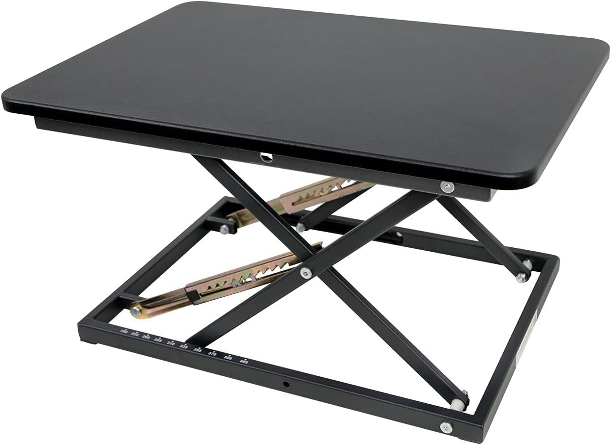 Standing Desk Converter Height Adjustable Stand Up Desk Riser – Supports 300 lbs, Fully Assembled Monitor/Laptop Riser Workstation, Black.