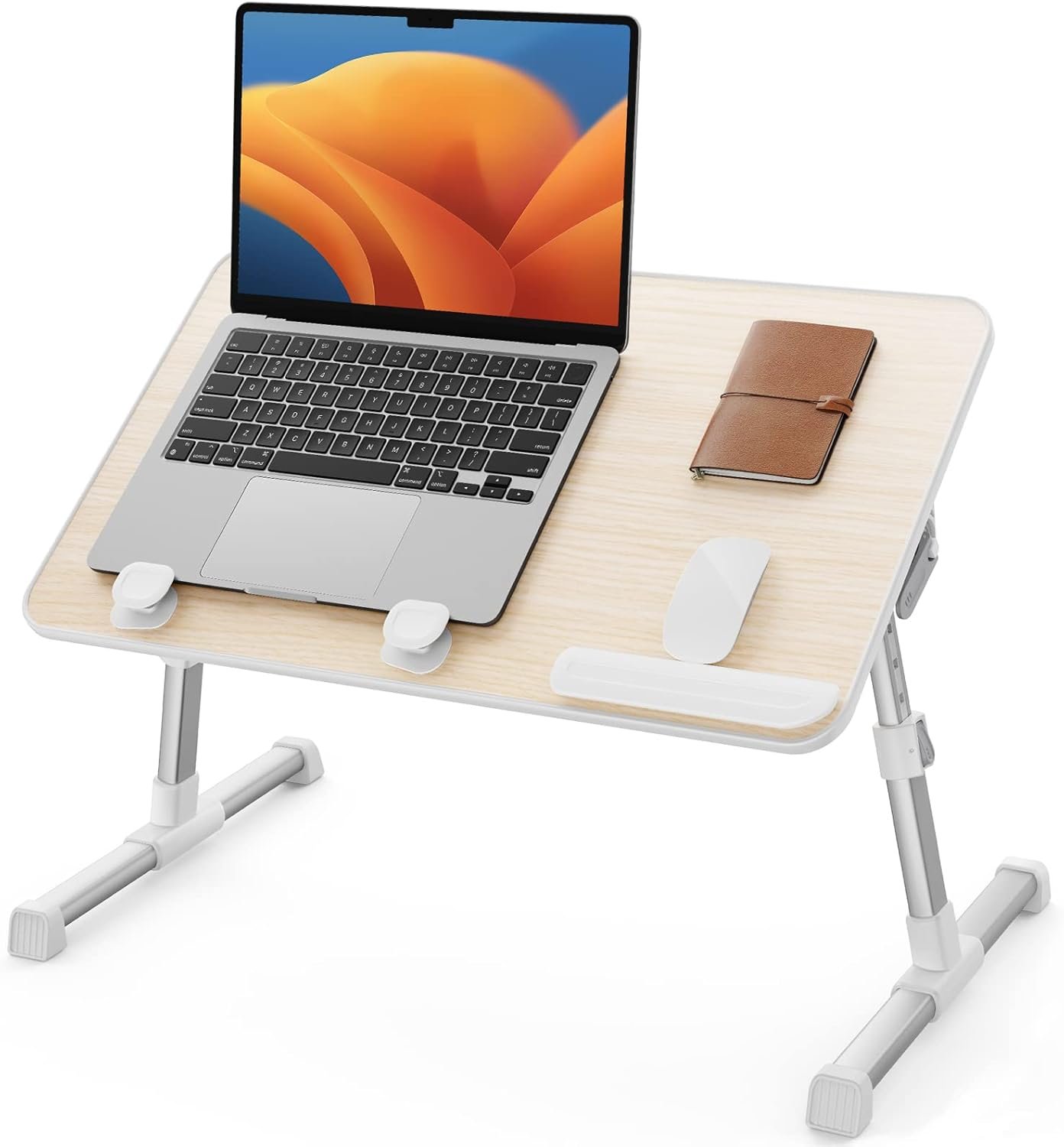 SAIJI Laptop Bed Tray Table, Adjustable Home Office Standing Desk Portable Lightweight Foldable Lap Desk for Sofa Couch Floor Working Studying Reading Writing Eating,Fit Up to 17″ Laptop(Large,Teak)