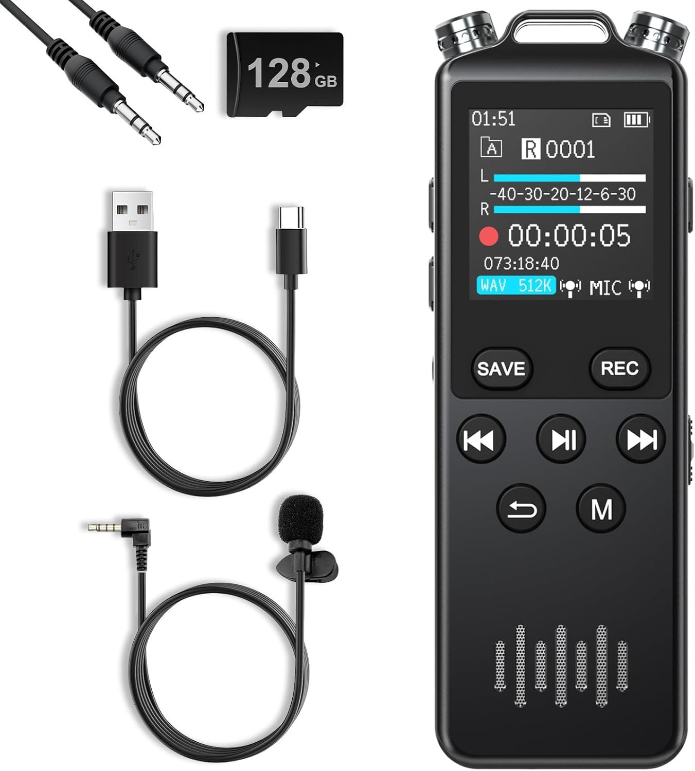 160GB Digital Voice Recorder with Playback,1536Kbps HD Stereo Audio Recorder Device for Musicians, Podcasters, Filmmakers & Content Creators,Voice Activated Recorder with Dual Microphones,Rechargeable