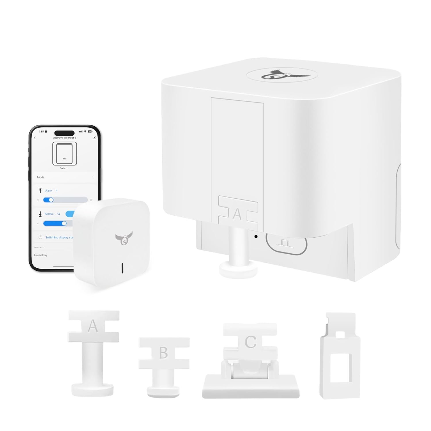Osprey.Life Smart Fingerbot (Gateway Included), Supports Button/Rocker/Toggle Switch, Remote Control from Anywhere, Alexa & Google Compatible, IFTTT, 2.4GHz Wi-Fi, White