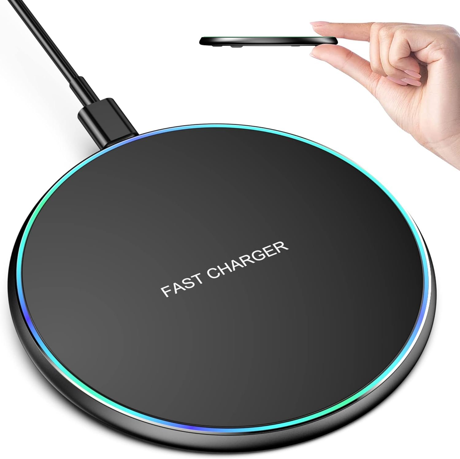 Wireless Charger Compatible with iPhone 17 16 15 14 13 12 11 Pro Max/Mini/Plus/XR/X/8, 15W Max Fast Wireless Charging Pad Mat for Samsung Galaxy S23/S22/S21/S20/S10, Galaxy Buds