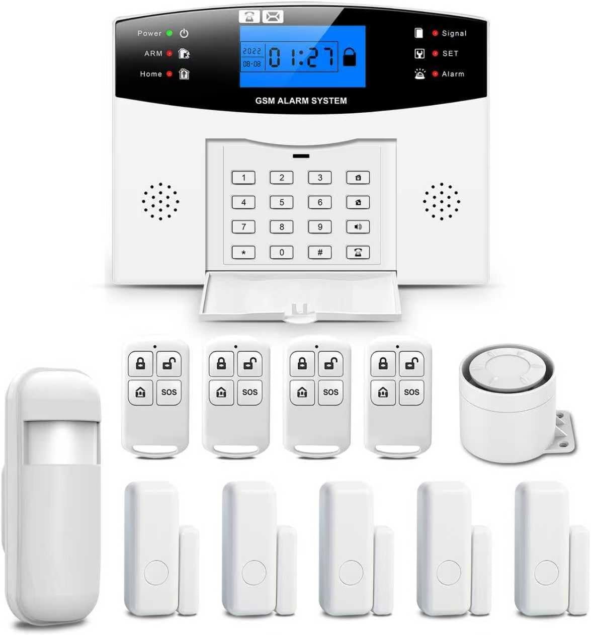YBJ12-Piece Alarm System — Wireless Smart Home Security System | Supports 99+ Wireless Zones | Easy Installation | Mobile App Control | Compatible with Surveillance Systems | Alexa Compatible