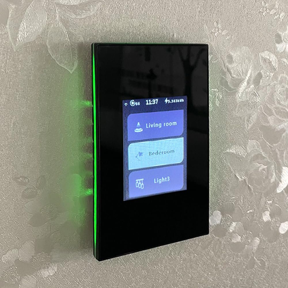 LANBON Smart Light Switch,1/2/3 Gang,3 Way for Whole House, LCD Magic Panel by WiFi Mesh Never be Offline, 2.4G Wi-Fi Smart Switch Compatible with Alexa&Google Home, Neutral Wire Required,L8-HS-Black