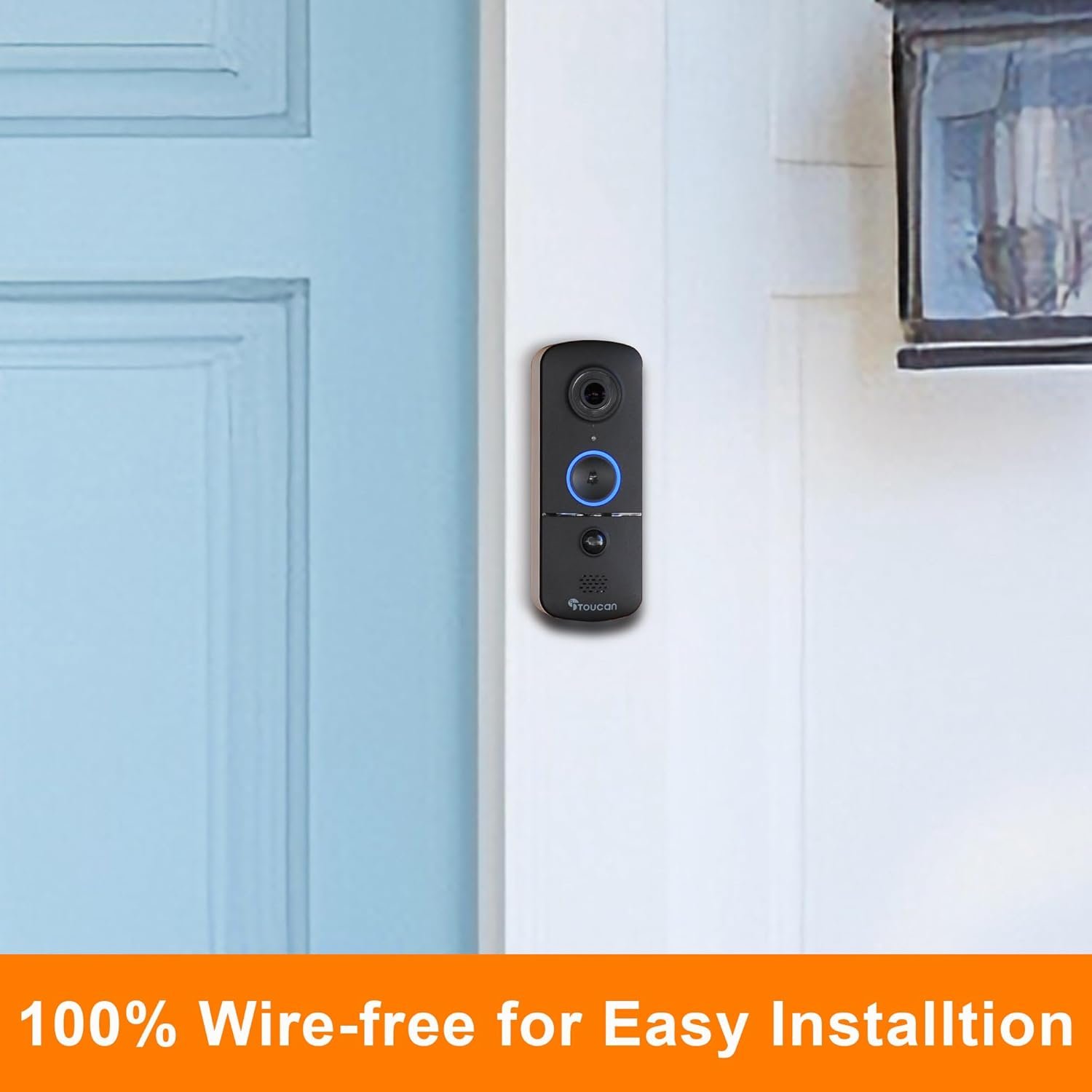 TOUCAN Wireless Video Doorbell V3D – Battery Powered Smart Doorbell Camera, HD Wide Angle, Motion Detection, 2-Way Audio, Night Vision, Easy Install, No Subscription Required, (No Chime)