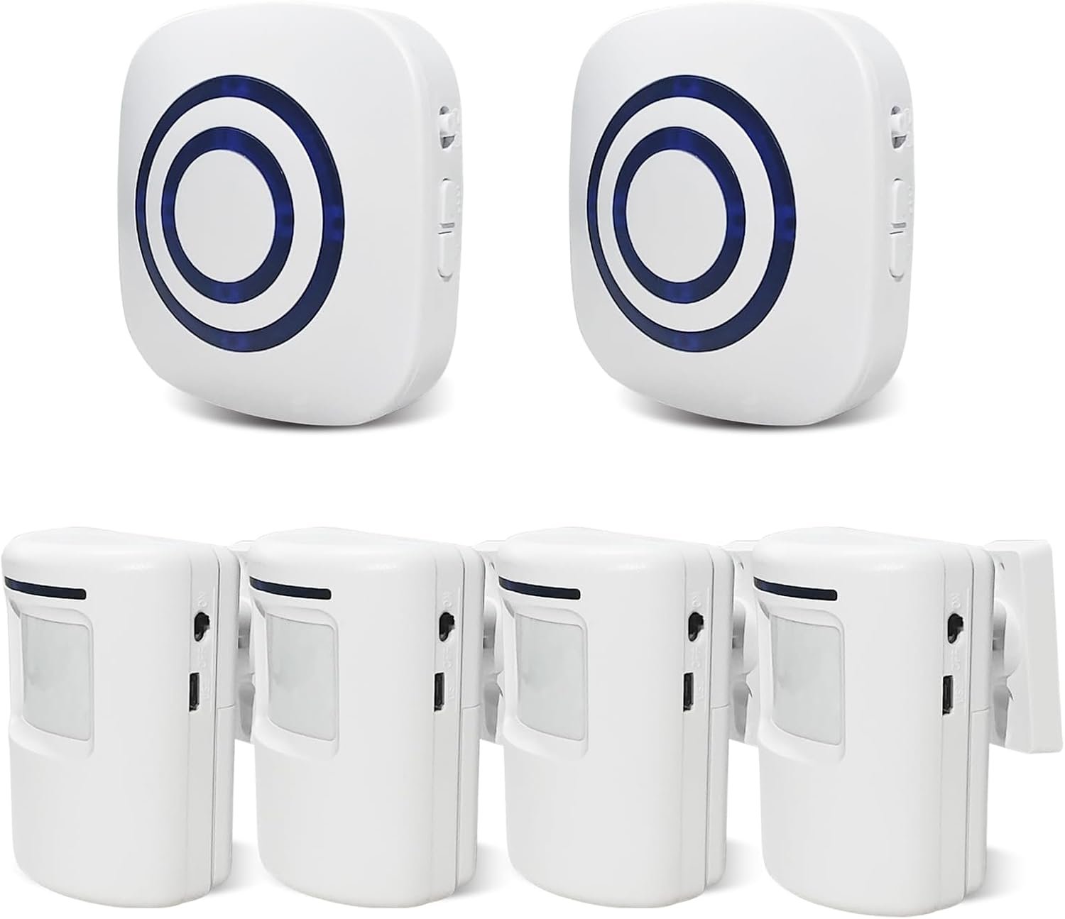 Long Range Wireless Driveway Alarm- Security Driveway Alert, Motion Detector Driveway Motion Sensor Alarm to Monitor and Protect Home Property (2 Plug-in RECEIVERS and 4 Motion SENSORS)