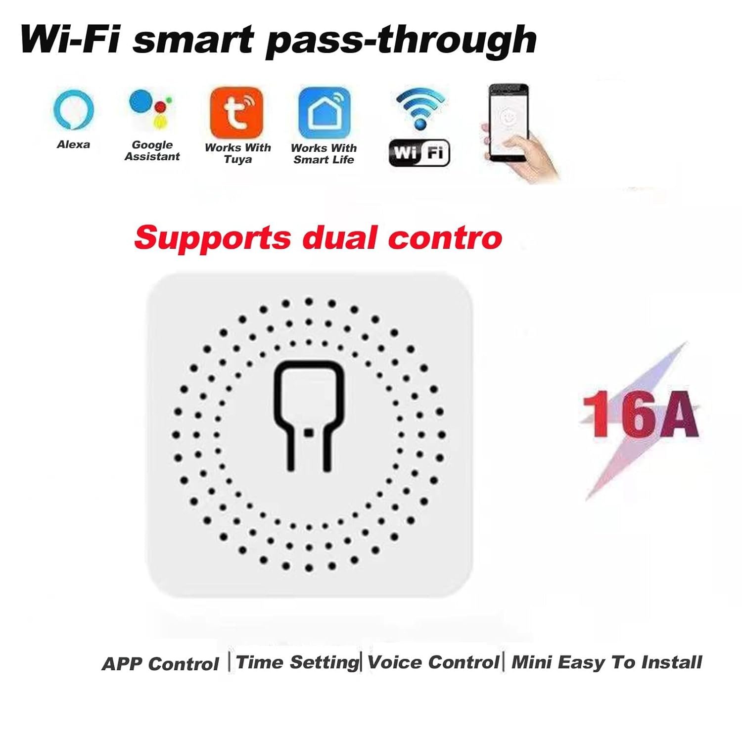 WiFi Smart Light Switch Compatible With Alexa/Google Home, APP Remote/Voice Control, DIY Mode, Timer Function, LAN Control, No Hub Required, 2 Way 16A (2 Pack)
